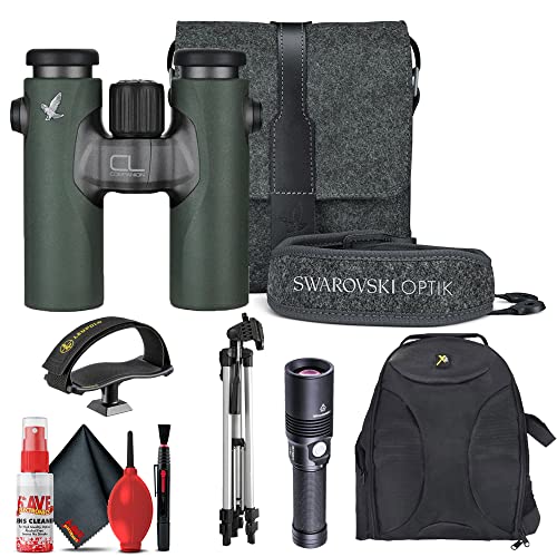 SWAROVSKI OPTIK CL 10X30 Binoculars with Northern Lights Accessory Package, Backpack, Flashlight, Tripod, Adapter, and Cleaning Kit Green