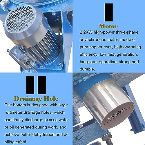 EQCOTWEA Industrial Stainless Steel Centrifugal Dehydrator Spin Dryer 99.2LB Blue