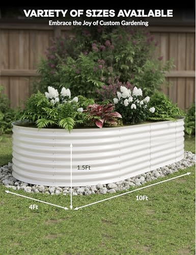 Hipicute 2Pcs 8x4ft Galvanized Raised Garden Bed Beige