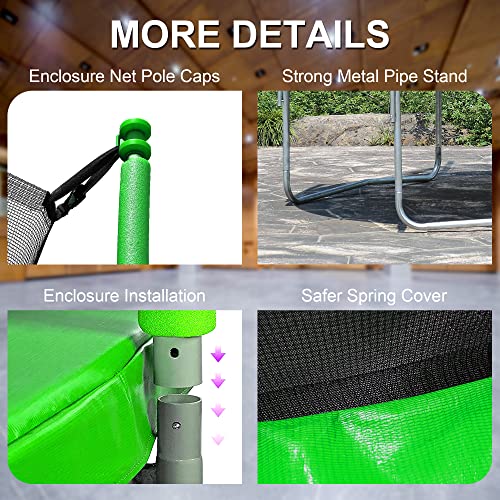 BestMassage 14FT Rectangle Trampoline with Enclosure Net Green