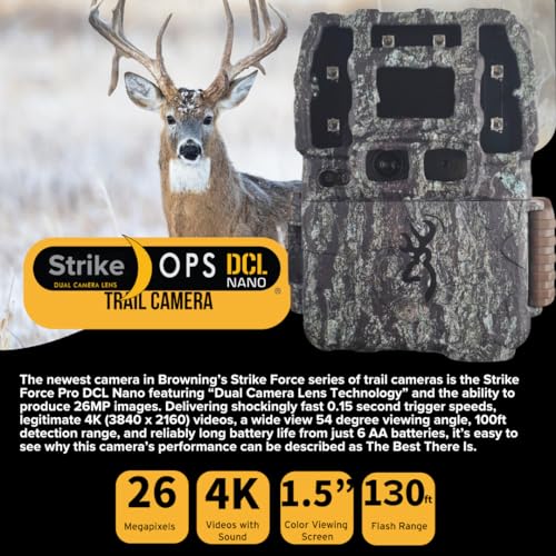 Browning Trail Cameras Strike Force Pro DCL Nano 26MP Bundle with 32GB Memory Card and Card Reader