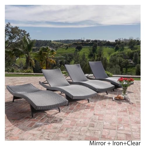 Afuera Living Modern Outdoor Grey Wicker Chaise Lounge Set of 4