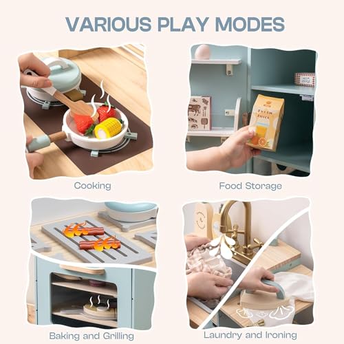 ROBOTIME Wooden Kids Kitchen Playset Toy Kitchen Sets