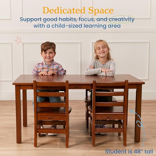 ECR4Kids Rectangular Hardwood Table and Chair Set Dark Walnut