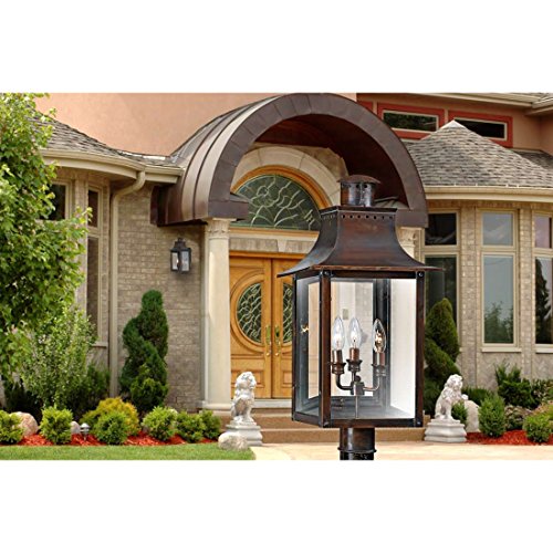 Quoizel Chalmers 3-Light Outdoor Post Lantern Aged Copper