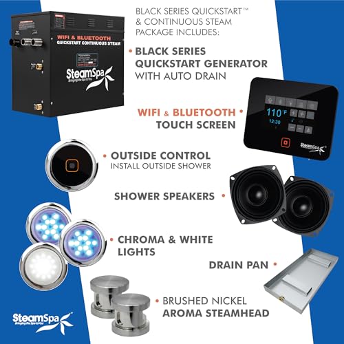 SteamSpa Black Bluetooth Generator Kit 12K Matte Black