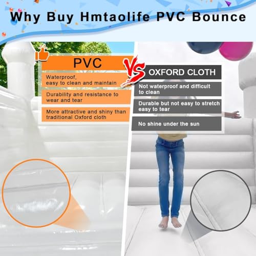 Hmtaolife Inflatable White Bounce House with Air Blower