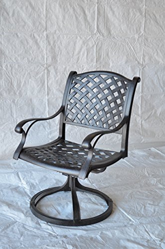 BOTARO Nassau Outdoor Patio 4 Swivel Rocker Dining Chairs Dark Bronze