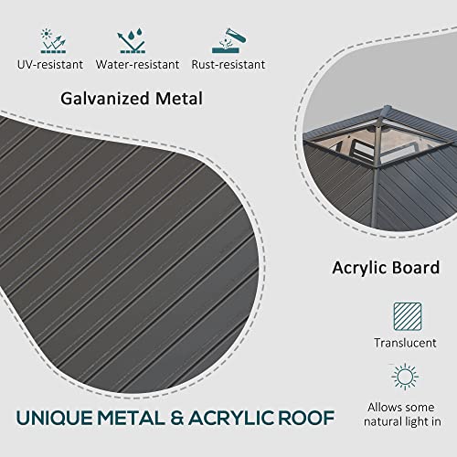 Outsunny 11' x 11' Hardtop Gazebo with Metal & Acrylic Roof, Wood Frame, Bark Brown
