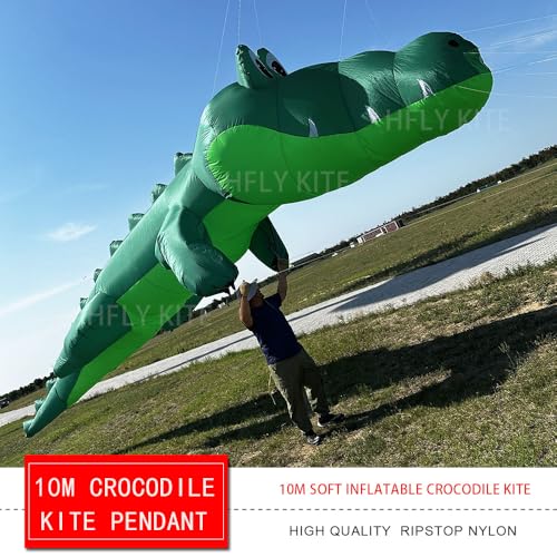 Yingfeida Large 10m Green Crocodile Inflatable Kite Ripstop Nylon
