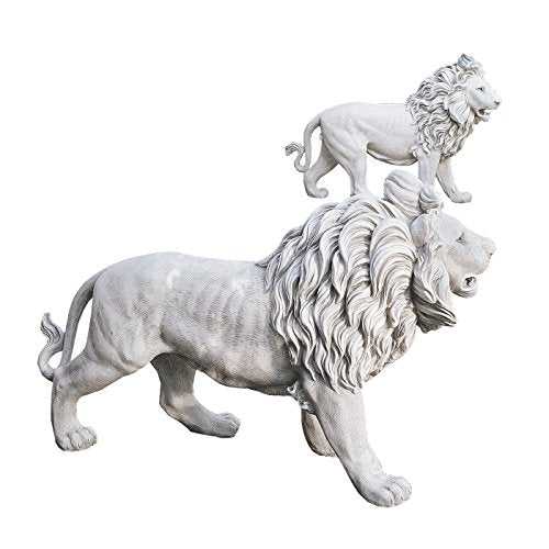 Design Toscano Regal Lion Sentinels of Grisham Manor Statue Antique Stone