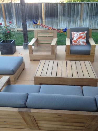 WholesaleTeakFurniture Luxurious 2 Piece Teak Lounge Chair Set with Ottoman Leveb Collection