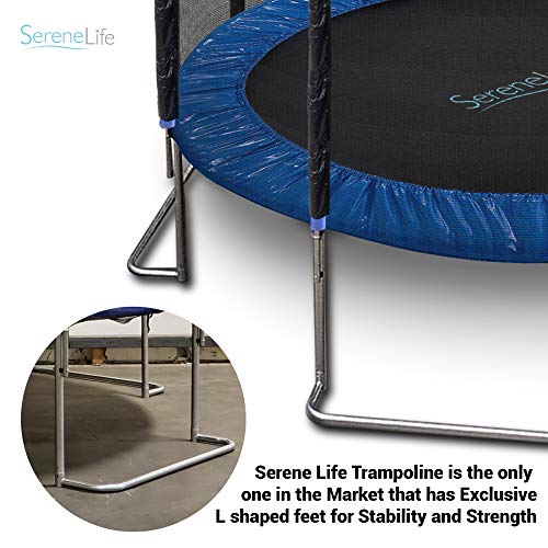 SereneLife Kids Trampoline with Net & Basketball Hoop Blue