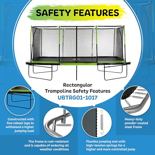 Upper Bounce Rectangle Trampoline Set with Premium Enclosure System Green/Black