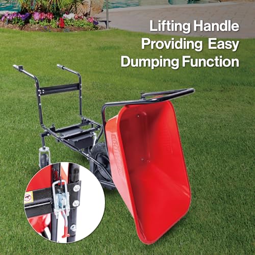 Kaimei Electric Wheelbarrow 24V Brushless Motor 330lbs Capacity All-Terrain Tires Rechargeable Battery Black+Red