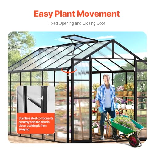 VEVOR Polycarbonate Greenhouse 8x12 Ft Black