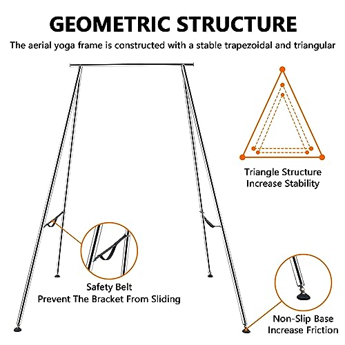 TECSPACE Adjustable Height Aerial Yoga Frame & Hammock Light Purple