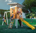 Avenlur Modern Wooden Outdoor Swing Set with Clubhouse & Slide Yellow