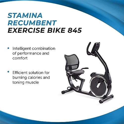 Stamina Magnetic Recumbent Exercise Bike 845 Black and Chrome