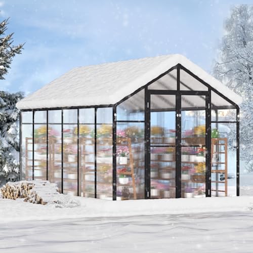 VEVOR Polycarbonate Greenhouse 8x12 Ft Black