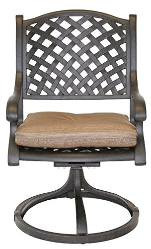 BOTARO Nassau Outdoor Patio 4 Swivel Rocker Dining Chairs Dark Bronze