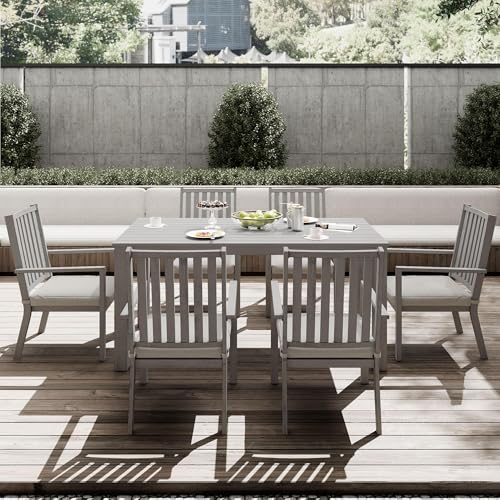 RoyalCraft Aluminum 7-Piece Patio Dining Set with Cushions Grey