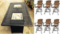 Sunvuepatio 7 Piece Outdoor Bar Set with Fire Pit and Swivel Barstools Antique Bronze