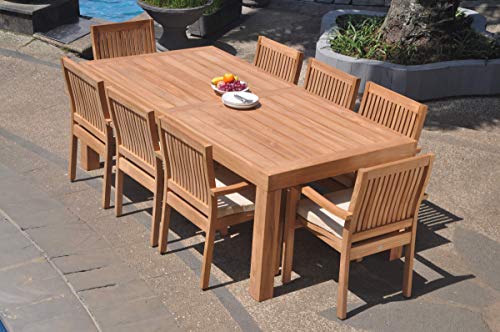 TeakStation 8 Seater Grade-A Teak Wood 9 Pc Dining Set Teak