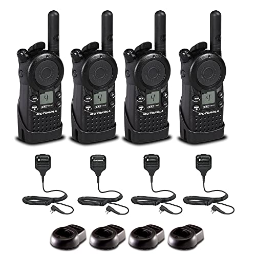 Motorola Solutions 4-Pack CLS1410 UHF 2-Way Radio with Remote Speaker Mic Black