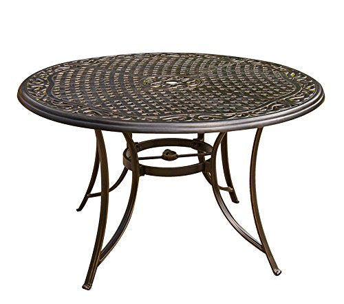 CAMBRIDGE Seasons 5-Piece Outdoor Dining Set with 4 Cushioned Swivel Rockers and 48" Round Table Tan