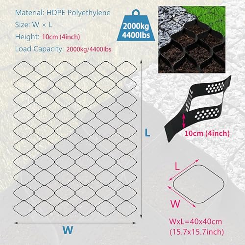 ZoyrA 6x10m Geogrid for Road and Garden Edging H-10cm