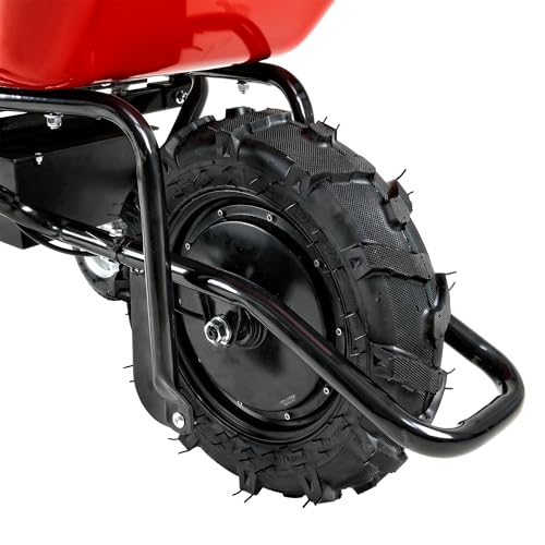 Kaimei Electric Wheelbarrow 24V Brushless Motor 330lbs Capacity All-Terrain Tires Rechargeable Battery Black+Red