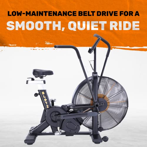 Bells of Steel Stationary Blitz Air Bike Exercise Bike - Belt Driven with Phone and Bottle Holder - 25-in Fan Diameter