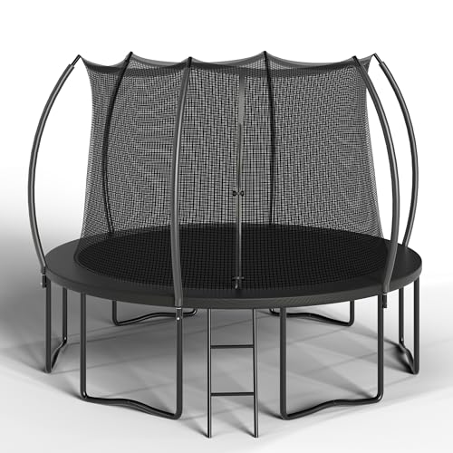 ALTLER 14FT Outdoor Trampoline with Enclosure Net Black