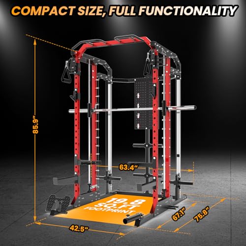 STMHOM Power Cage Smithmachine 2400 Lbs All-in-One Red
