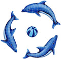Artistry in Mosaics Dolphin Group Ceramic Pool Mosaic Blue 62" x 62