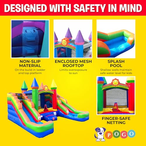 Pogo Bounce House Inflatable Rainbow Castle Combo 16.5ft