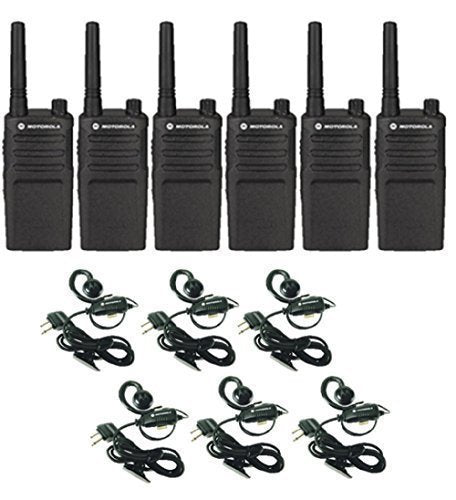 Motorola Solutions 6 Pack RMU2040 Walkie Talkie Radios with Headsets Black