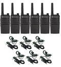 Motorola Solutions 6 Pack RMU2040 Walkie Talkie Radios with Headsets Black