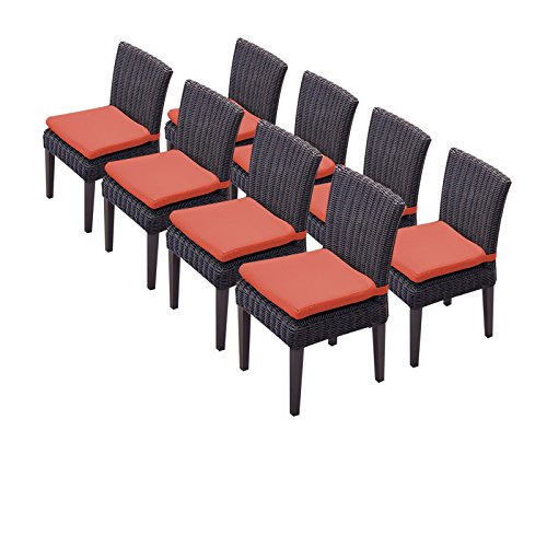 TK Classics Venice Patio Dining Side Chair Set of 8 Extra Orange Covers
