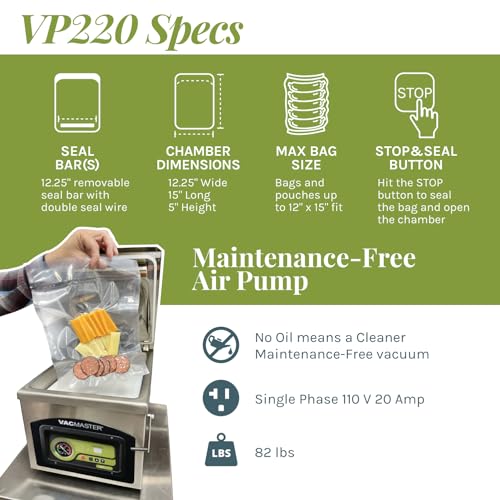 Vacmaster VP220 Commercial Chamber Vacuum Sealer Stainless Steel Silver