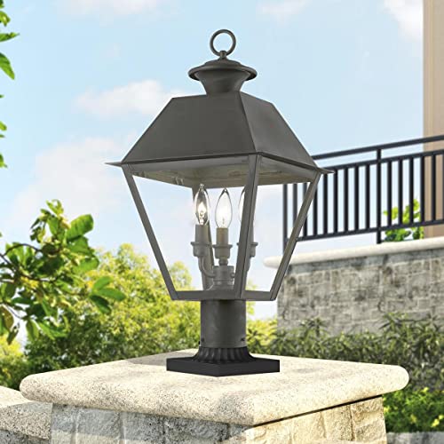 Livex Wentworth 3 Light Outdoor Post Top Lantern 22" Tall Black
