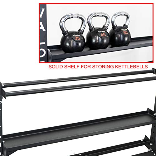 Valor Fitness BG-62 Multi-Functional Storage Rack - Holds Kettle Bells, Dumbbells, Barbells, Wall Balls, Bumper Plates