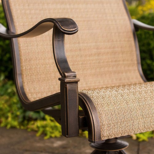 Hanover Monaco 9 Piece Outdoor Dining Set with 60" Square Glass-top Table and 8 Chairs Tan