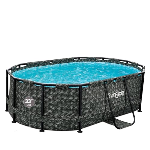 Funsicle Oasis Oval Above Ground Pool with Filter Pump, Cartridge, and Ladder Dark Herringbone