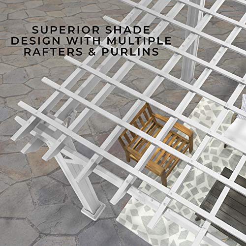 Backyard Discovery Hawthorne 16' x 12' Galvanized Steel Pergola Kit with Shade Sail Canopy White