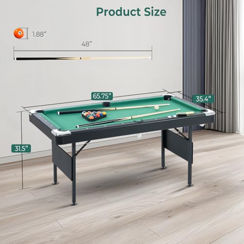 Lyromix 3-in-1 Portable Pool Table 5.5 FT for Kids, Green