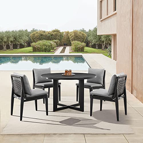 Armen Living Grand Modern 5-Piece Outdoor Patio Dining Set Black
