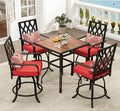 YITAHOME 5 Piece Outdoor Bar Height Table and Chairs Set Red