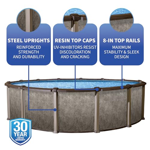 Blue Wave Riviera 18-ft Round 54-in Deep Above Ground Pool Package Browns